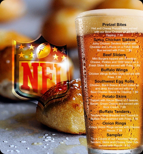 NFL menu at Fireside